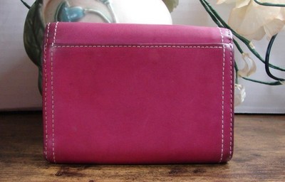 Vintage Coach Pink Leather Tri Fold Card Bill Coin Zip Wallet | eBay