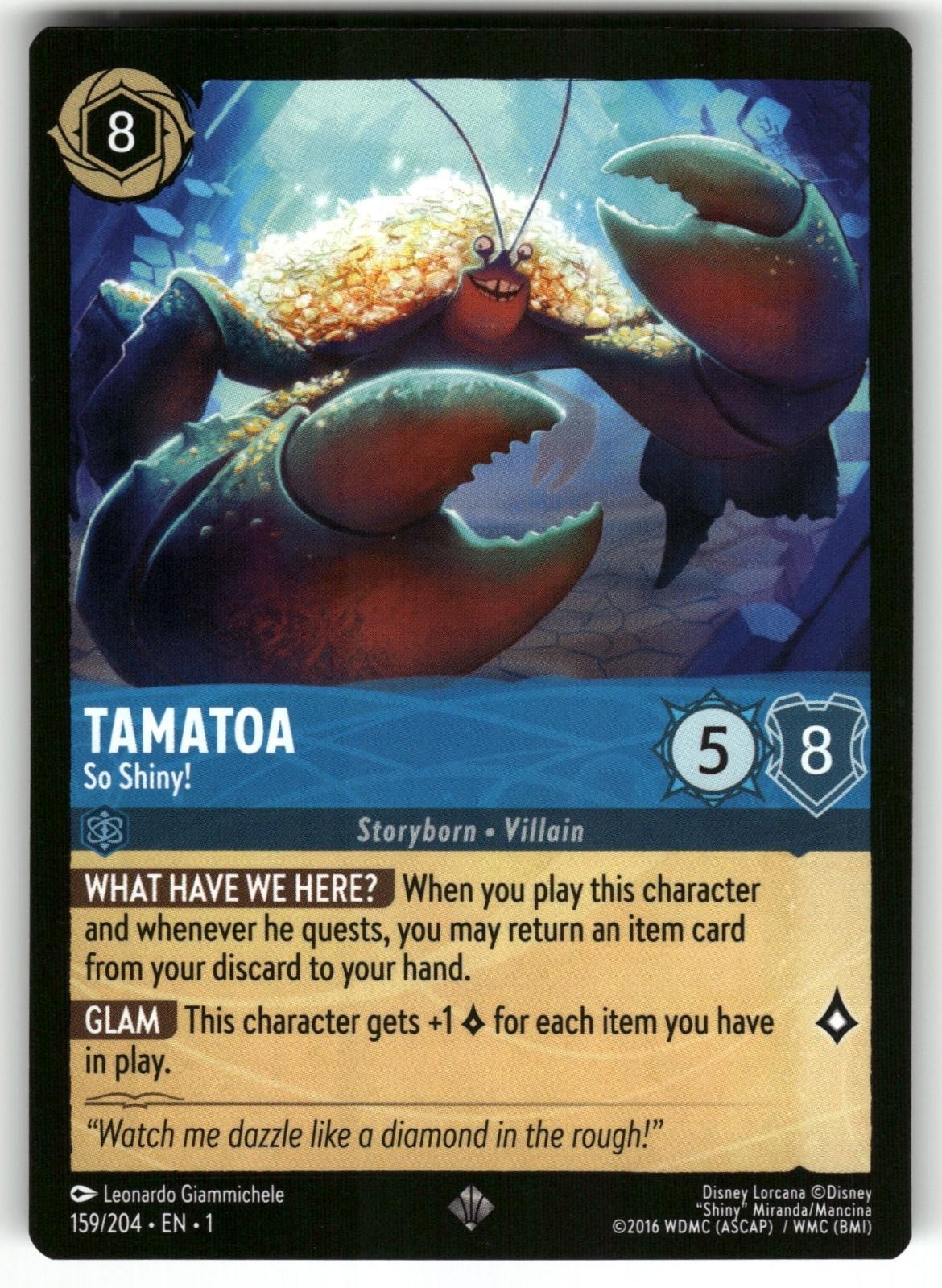Tamatoa - So Shiny! 159/204 Super Rare The First Chapter Lorcana Near Mint