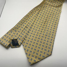 Brooks Brothers Gold Blue Geometric Silk Tie Stain Resistant Made in USA England
