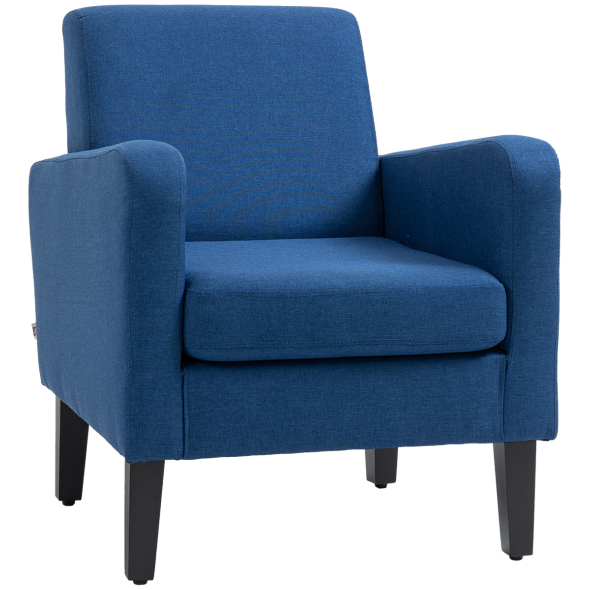 HOMCOM Modern Armchair Accent Chair with Rubber Wood Legs for Bedroom in Blue - Image 2