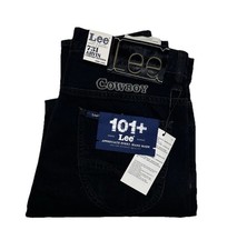 Lee 101+ Selvedge Jeans Nero Denim Cowboy Ricamato Conico Uomo 32x31 NUOVO