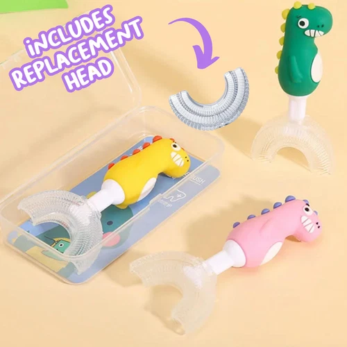 Cheeky Dinosaur U-Shaped Sensory Toothbrush with Extra Replacement Head - Picture 3 of 11