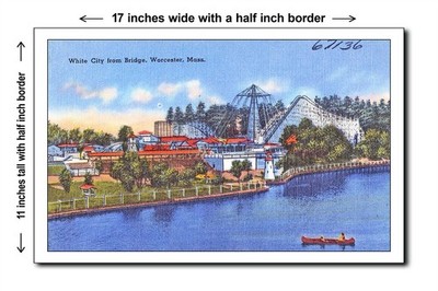 Massachusetts 1940s - White City from Bridge, Worcester, Mass. - 11x17 Poster