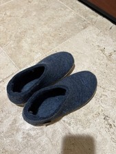 Glerups Wool Slipper With Leather Sole Size 38 Color Denim