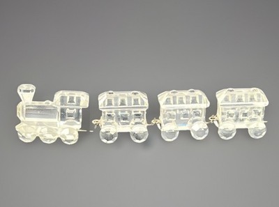 Swarovski Crystal Figurines 193014 Mini Train Set Engine and Three Cars EUC 3.5 