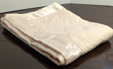 Vintage Storktex Pink Satin Trim Baby Blanket Quilted Acetate Crib Blanket 34x48