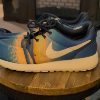 Nike Roshe Run Tie Dye Men's Athletic Sneakers Blue Orange White 511881-416