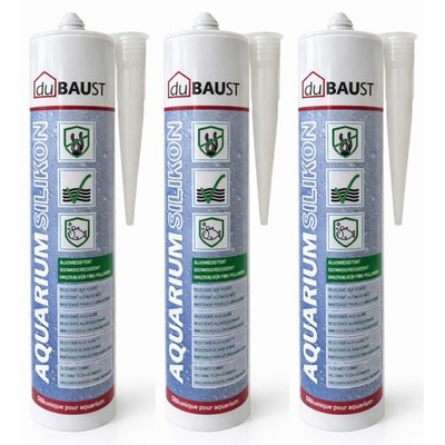 3x duBAUST SAQ24 Aquariumsilikon Terrarium Glasbau Dichtstoff 310 ml - 2 Farben