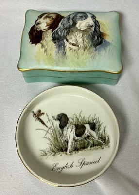 Dresser Box And Ring Dish Each Featuring English Springer Spaniel Dogs
