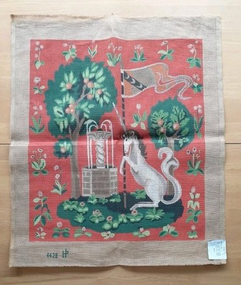 Vintage Einhorn Wasser Schrift Wandteppich Nadelspitze Leinwand nur