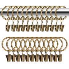 Yilnlg 24 Pack Curtain Rings with Clips Bronze Heavy Duty 50mm, Bronze-50mm 