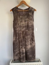 Autograph (M&S) Brown Tie Dye Style Mesh Pockets Sleeveless Zip Up Dress Size 10