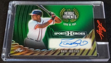 2026 Leaf Sports Heroes Dave Justice Heroic Moments 1990 ROY Auto Green /7