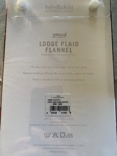 Restoration Hardware Lodge Plaid Flannel Gray Red Twin Duvet Cover New FREE Gift - Image 4 of 4