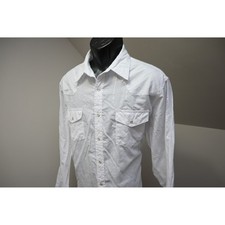 Wrangler Wrancher Western Pearl Snaps Shirt Mens XL White Silver Metallic stripe