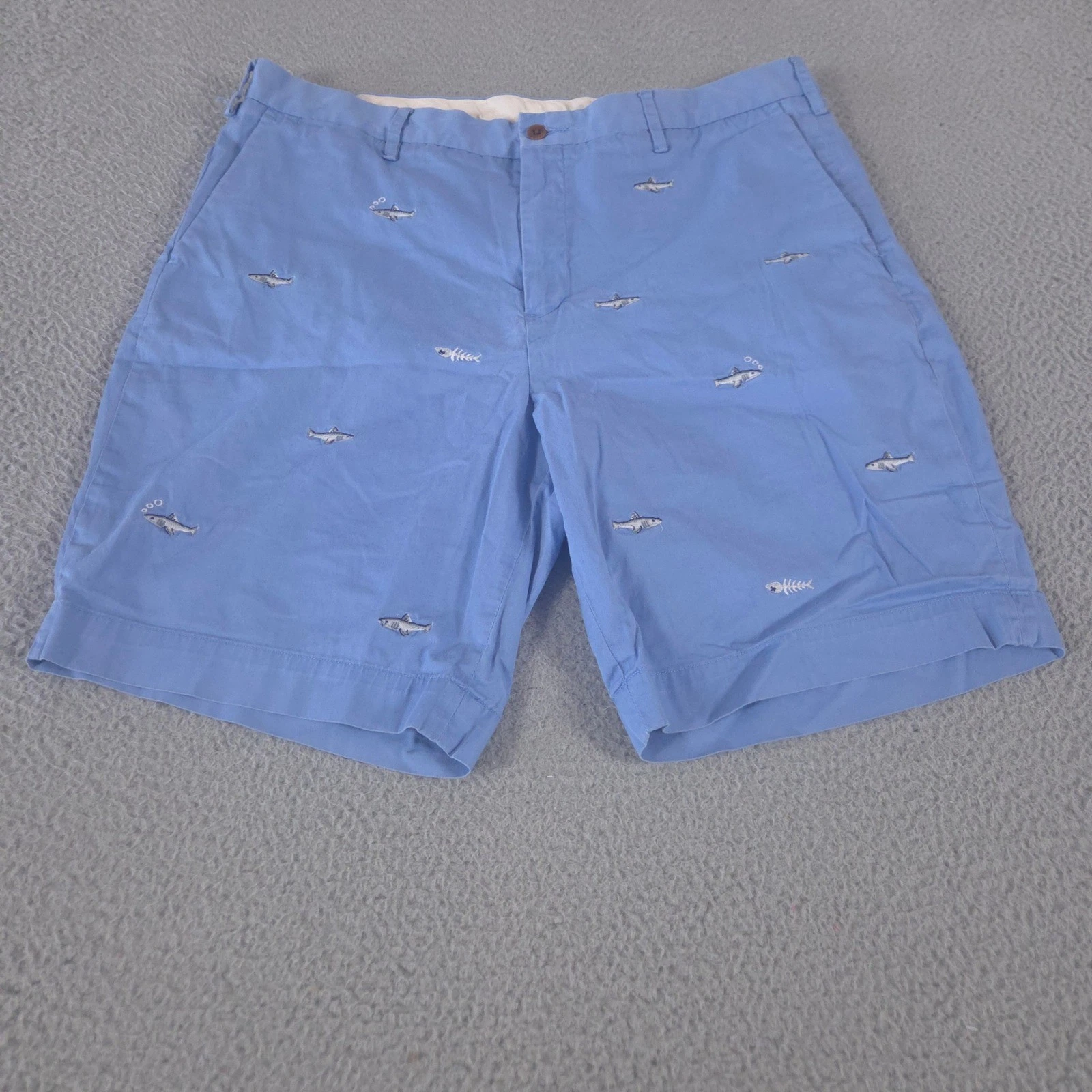 Polo Ralph Lauren Shorts Mens 36 Stretch Classic Fit Cotton Fish AOP Embroidered