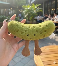 Jellycat Amuseables Green Pickle Plush Bag Charm Keychain NWT Cute Gift