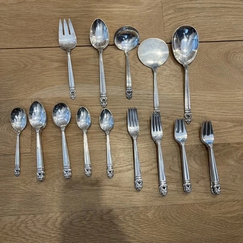 International Royal Danish 46 Sterling Pieces + Serving Pieces 2,166.5 Grams