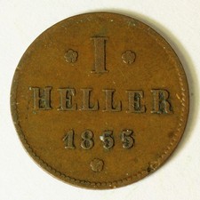 HESSE-DARMSTADT (German State) 1 Heller 1855 - Copper - Ludwig III. - VF- - 956