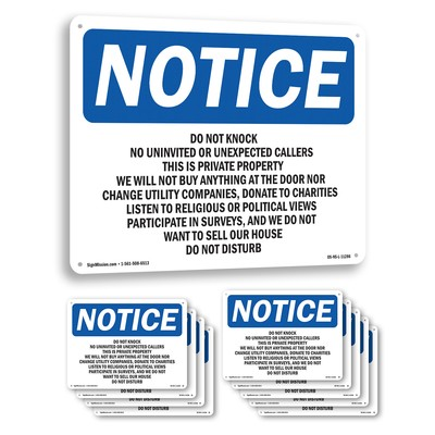 #ad Do Not Knock No Uninvited Or Unexpected OSHA Notice Sign Or Decal 5 or 10 Pack $355.99