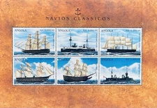 ANGOLA CLASSIC BOATS STAMP SHEET OF 6 MNH 1996 SAILING SHIPS MARINE SEA
