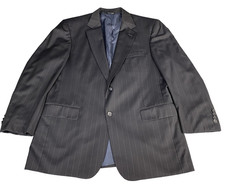 JoS A Bank Wool Blazer Mens 43R Charcoal Gray Pin Stripe 2-Button Suit Jacket