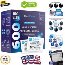 Lens Wipes - 600 Pre-Moistened, Individually Wrapped Eyeglass Cleaning Wipes ...