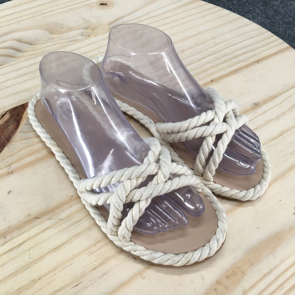 Sandalias Gap para mujer 8 diapositivas beige cuerda natutica sin cordones informales cómodas parte superior baja Foto 3 de 4