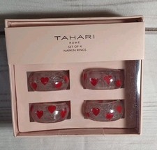 TAHARI VALENTINES RED HEARTS NAPKIN RINGS SET OF 4