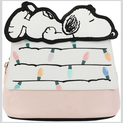 Peanuts Snoopy Womens Crossbody Bag Holiday Lights Mini Purse Pink NEW
