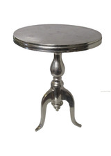 Aluminium Silver Metal Round Side Occasional Table / Wine Table FREE P&P