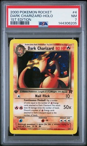 2000 POKEMON ROCKET 1ST ED #4 DARK CHARIZARD-HOLO PSA 7