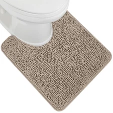 GORILLA GRIP Plush Absorbent Shaggy Chenille Bath Rug Mat for Oval Toilet Base