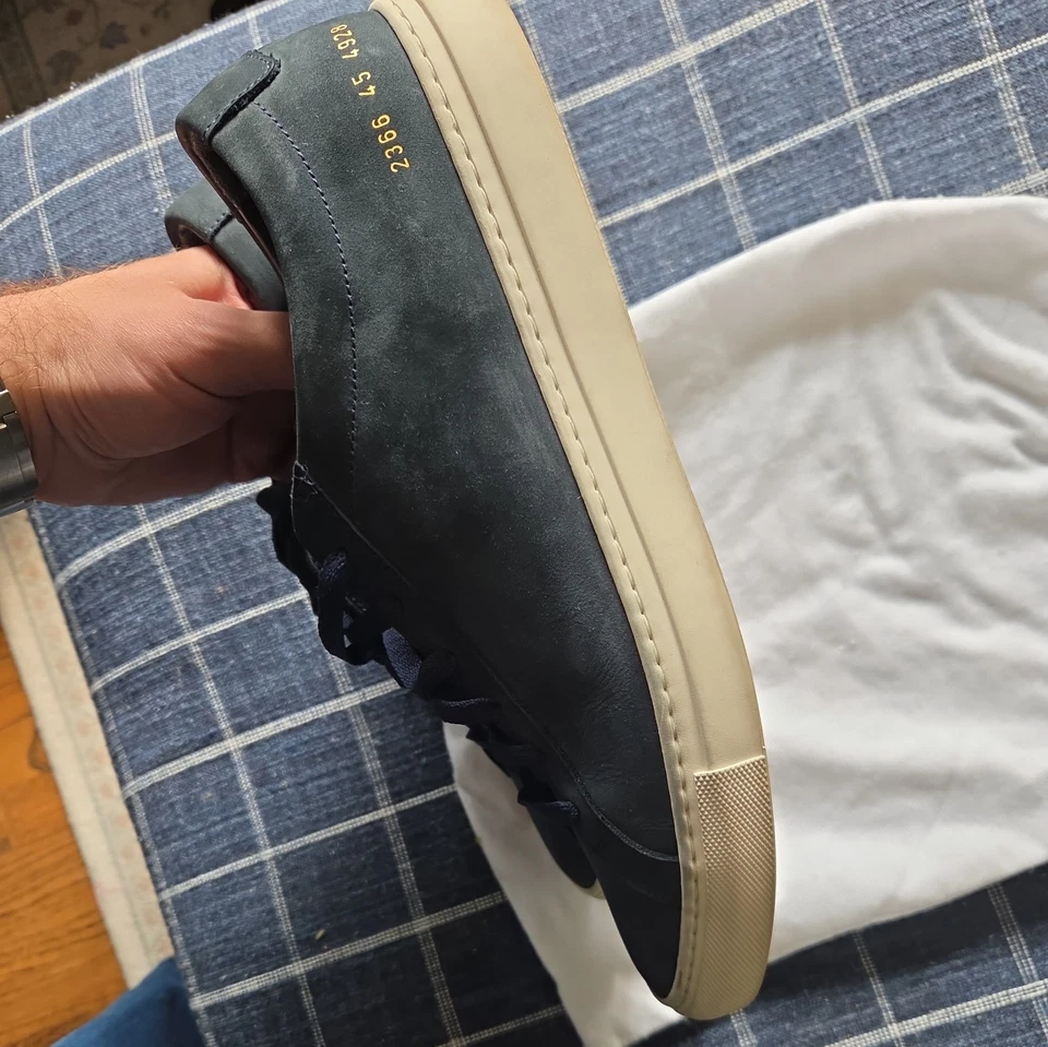 Common Projects sneakers men's 12 dark blue suede low top Retro 2343 Made Italy - Image 2 of 4