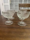 Set Of 4 Jeannette Glass Iris & Herringbone Clear Crystal Sherbert 1930