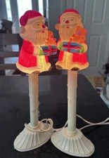 Vintage Santa Claus Christmas Electric Candolier Lights Pair 13” Hard Plastic