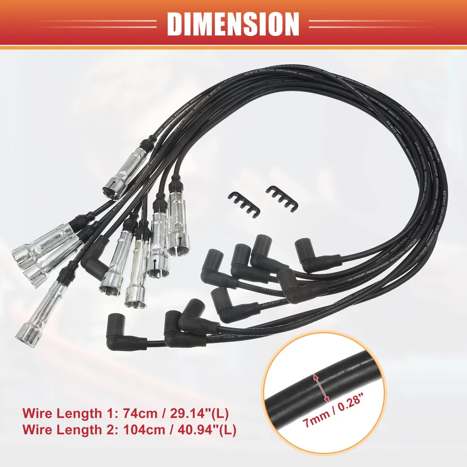 Cable de bobina de encendido de cable de bujía 9 piezas n.º 1161501319 para Mercedes-Benz 380SE Foto 3 de 4