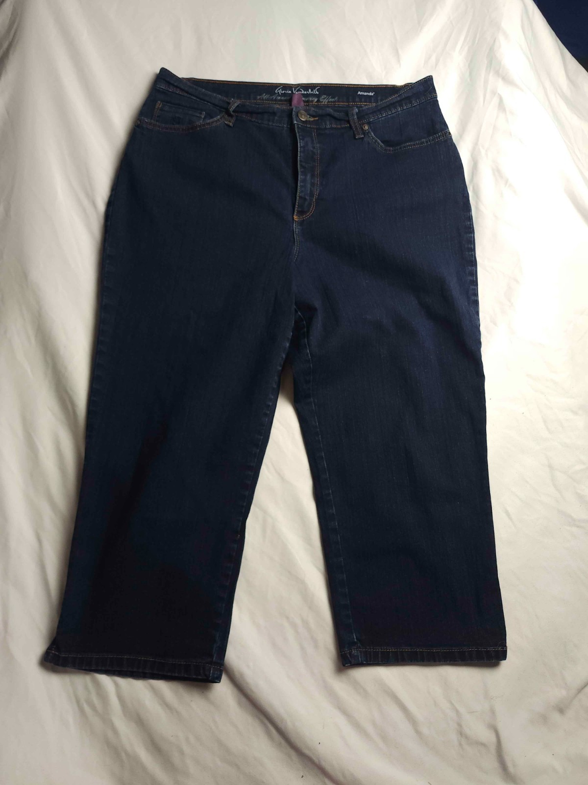 Gloria Vanderbilt Amanda All-Around Slimming Capri Jeans Womens 14 Blue Denim