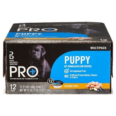 Pro+ 3.5oz 12ct MP - Puppy Wet Dog Food Variety Pack, 3.5 oz Bowls (12 Pack)