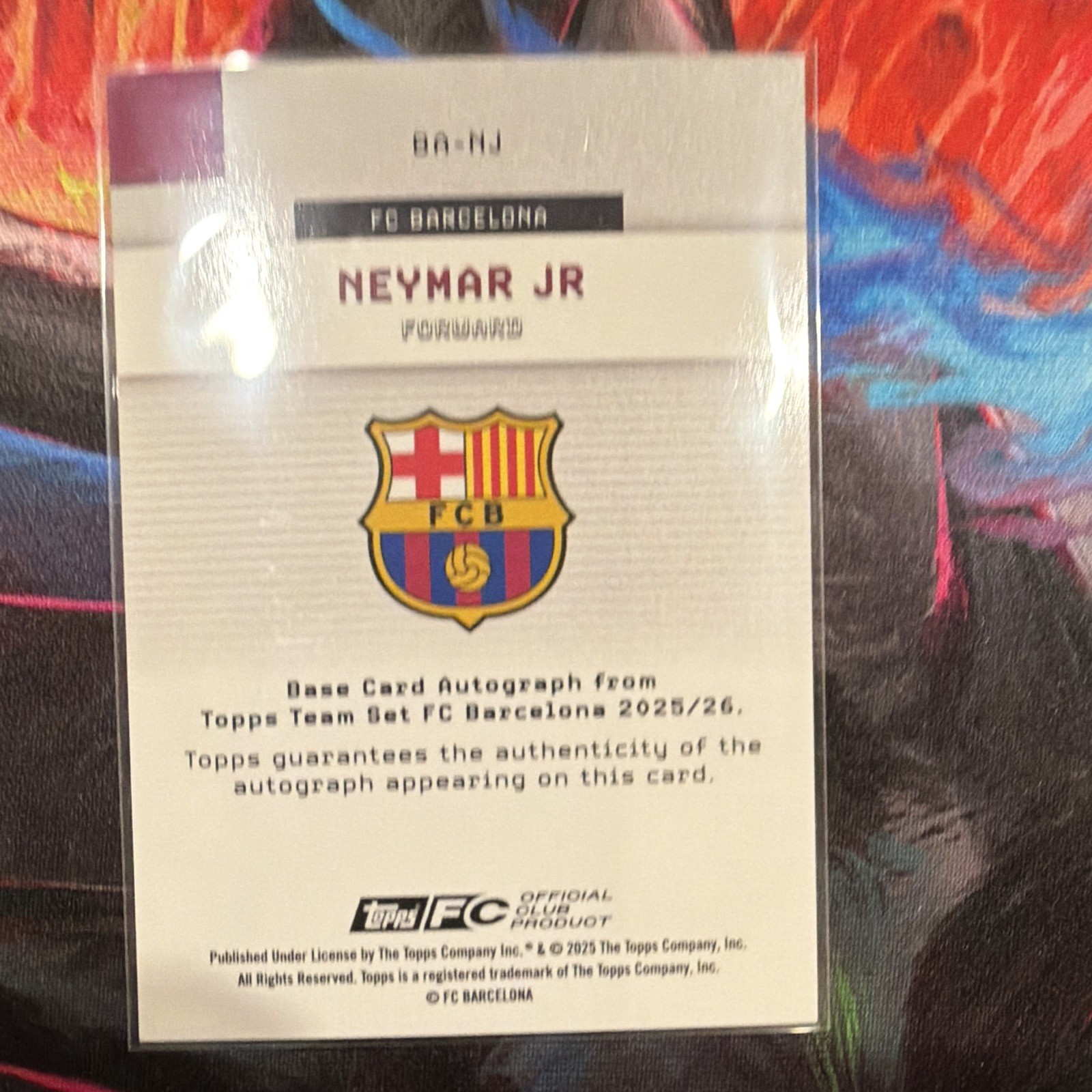 Topps Neymar Jr FC Barcelona 2025-26 Team Set BA-NJ Auto Serial #/5 view 2