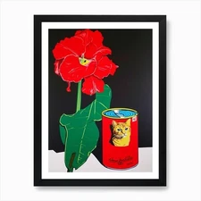 Amaryllis With A Cat 3 Pop Art  Art Framed Wall Art Poster Canvas Print Picture