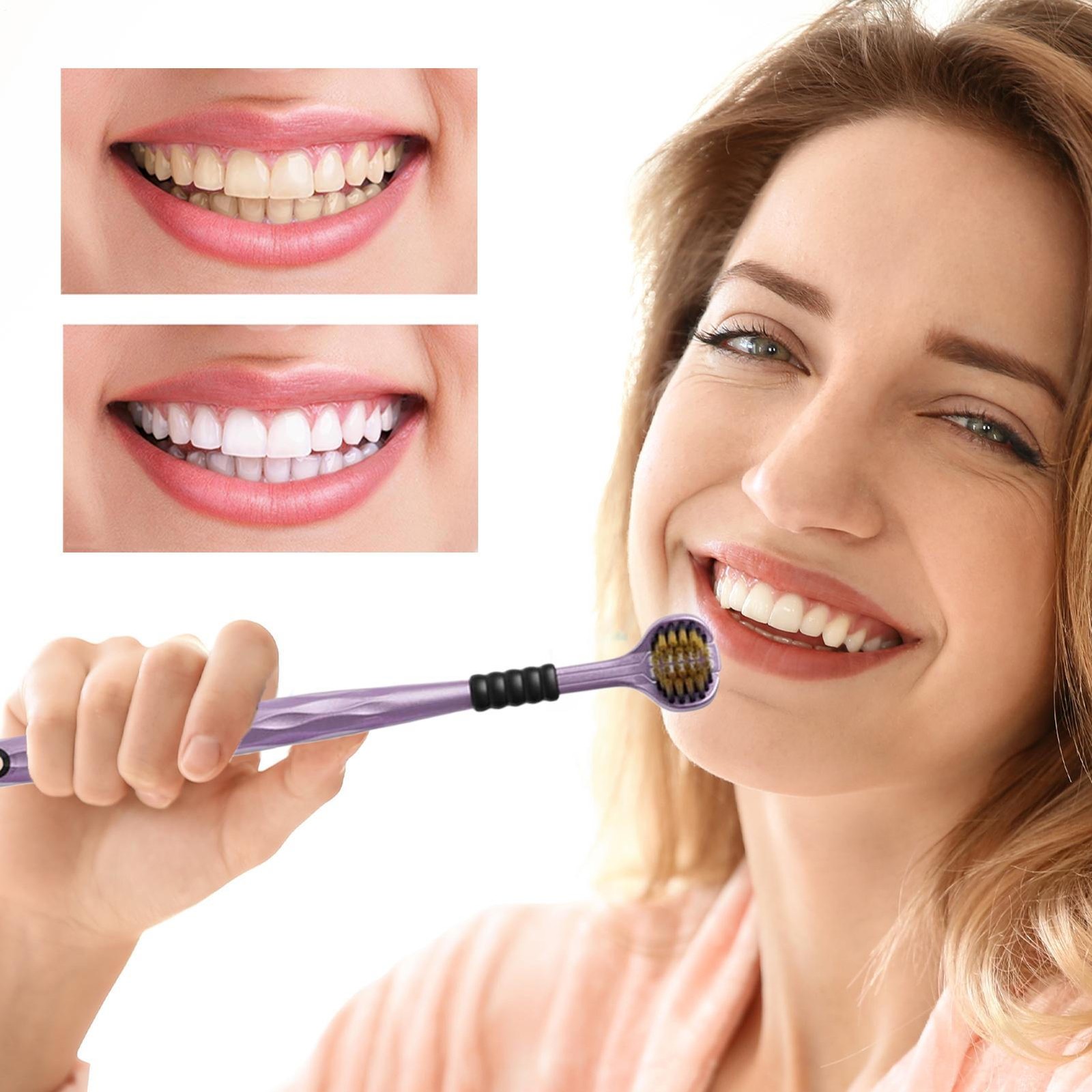 Triple Bristle Toothbrush 360° Teeth Cleaning Toothbrush 2 Pieces Brush