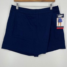 Lands End Womens Navy Blue Elastic-Back Cotton Twill Skort Size M New 1974251