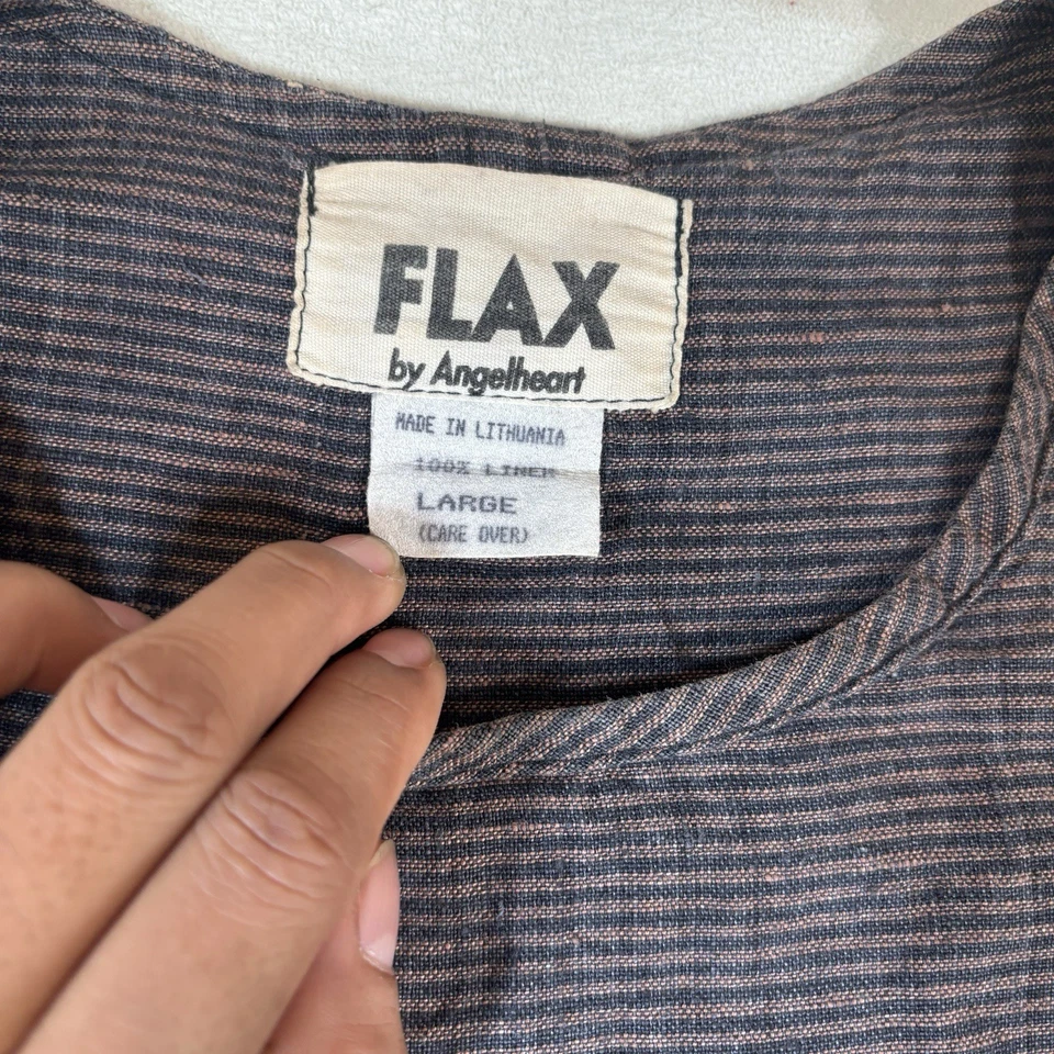 Top túnica FLAX Jeanne Engelhart para mujer rayas grandes lino de gran tamaño Lagenlook Foto 2 de 4