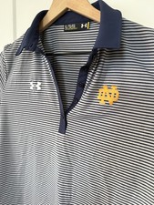 Under Armour Notre Dame Polo XL Stripe Golf College Fighting Irish Football