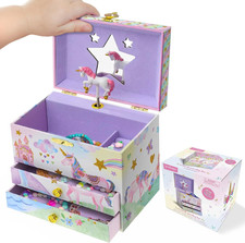 Enchanting Unicorn Musical Jewelry Box for Girls - Sparkling Rainbow Design Musi