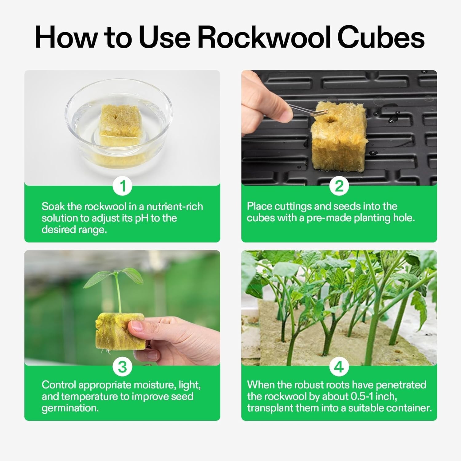 1.6" Hydroponic Rockwool Cubes – 28 Plugs for Cloning and Plant Propagation