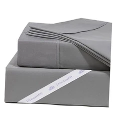  DreamCool 100% Pima Cotton Sheets with Elastic Split California King Gray