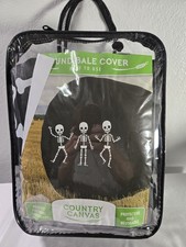 Country Canvas Round Hay Bale Cover Dancing Skeletons Halloween Decor New In Pkg