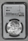 Morgan Silver Dollar  1881-S  MS65 Blast White Beauty/Exceptional Strike
